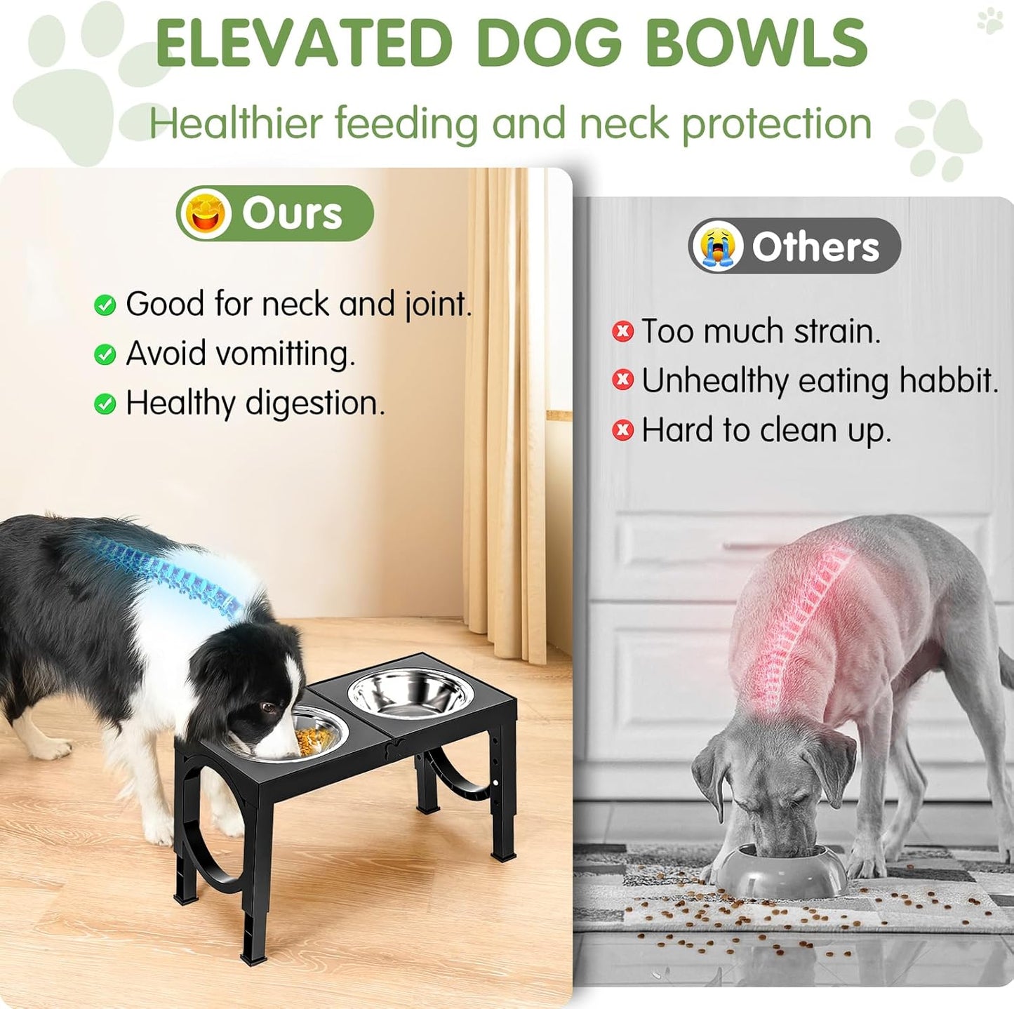XIAZ Elevated Dog Bowls Large Breed Raised Dogs Bowl Stand Large/Medium Sized Dog 1L Food Water Bowl Stands