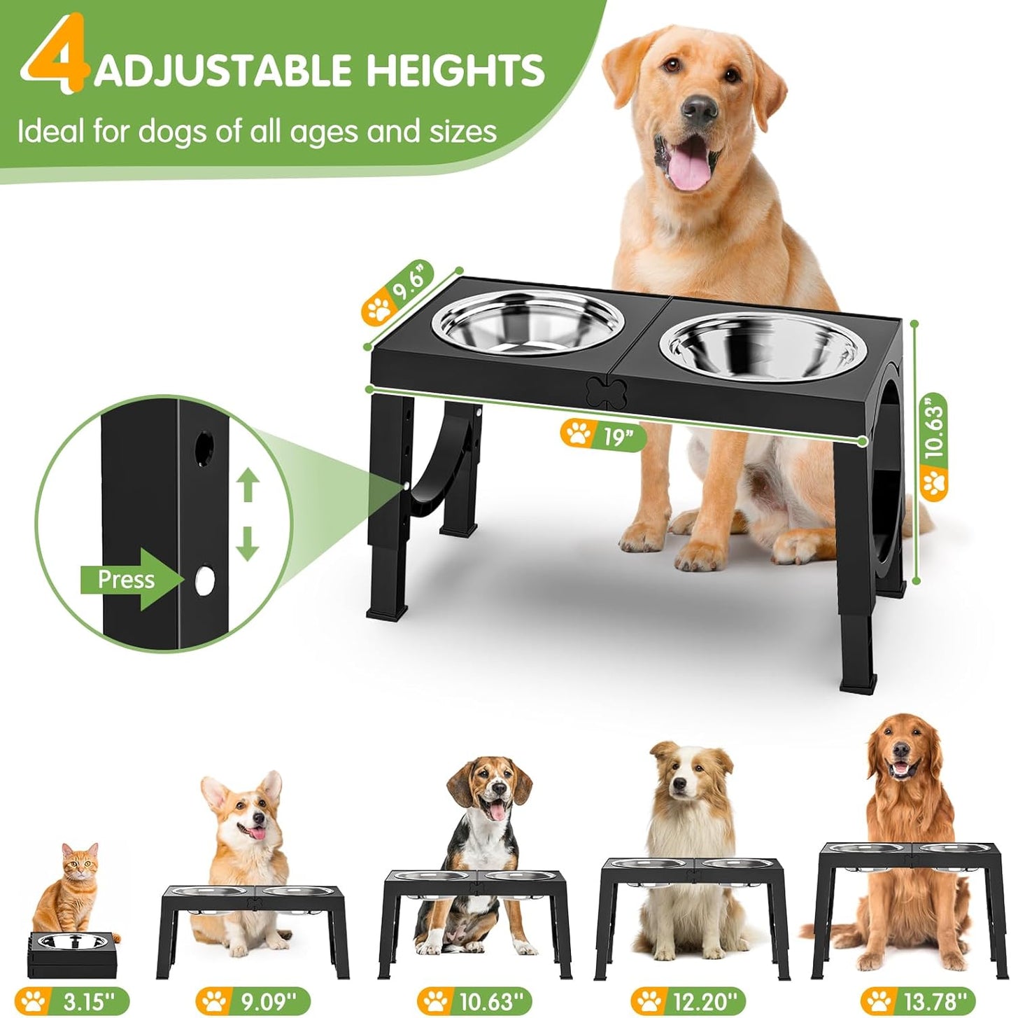 XIAZ Elevated Dog Bowls Large Breed Raised Dogs Bowl Stand Large/Medium Sized Dog 1L Food Water Bowl Stands