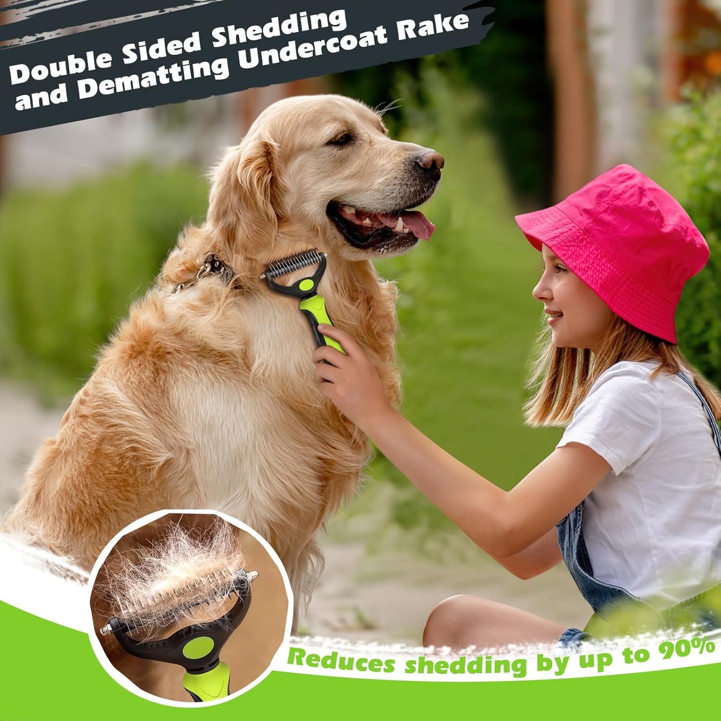 3PCS Self Cleaning Slicker Brush & Pet Grooming Rake & Bath Brush for Dogs