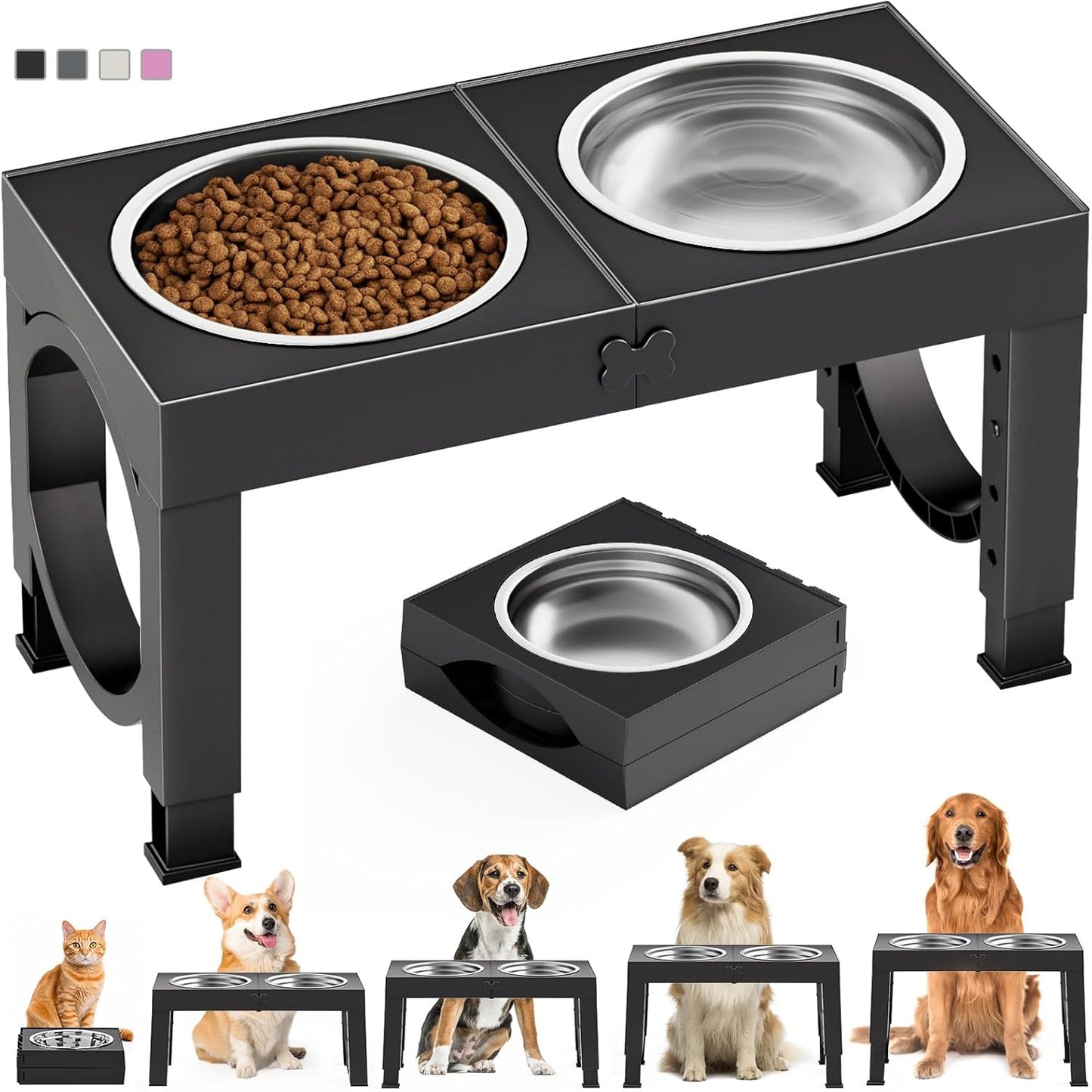 XIAZ Elevated Dog Bowls Large Breed Raised Dogs Bowl Stand Large/Medium Sized Dog 1L Food Water Bowl Stands
