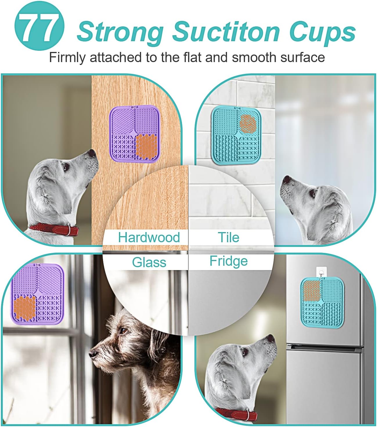 LUKITO Lick Mat for Dogs & Cats 2 Pack with Suction Cups, Dog Lick Mat for Anxiety Relief