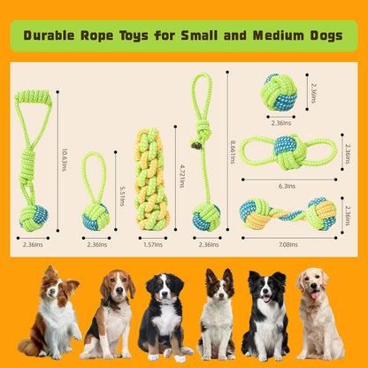 7 Pack Dog Rope Toys, Interactive Tough Chew Toys for Small and Medium Dogs