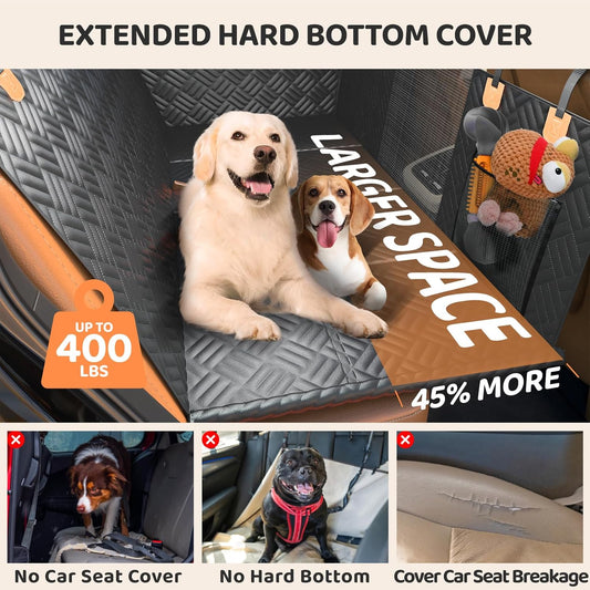 PROZAR Dog Car Seat Cover for Back Seat, Hard Bottom Back Seat Extender for Dogs