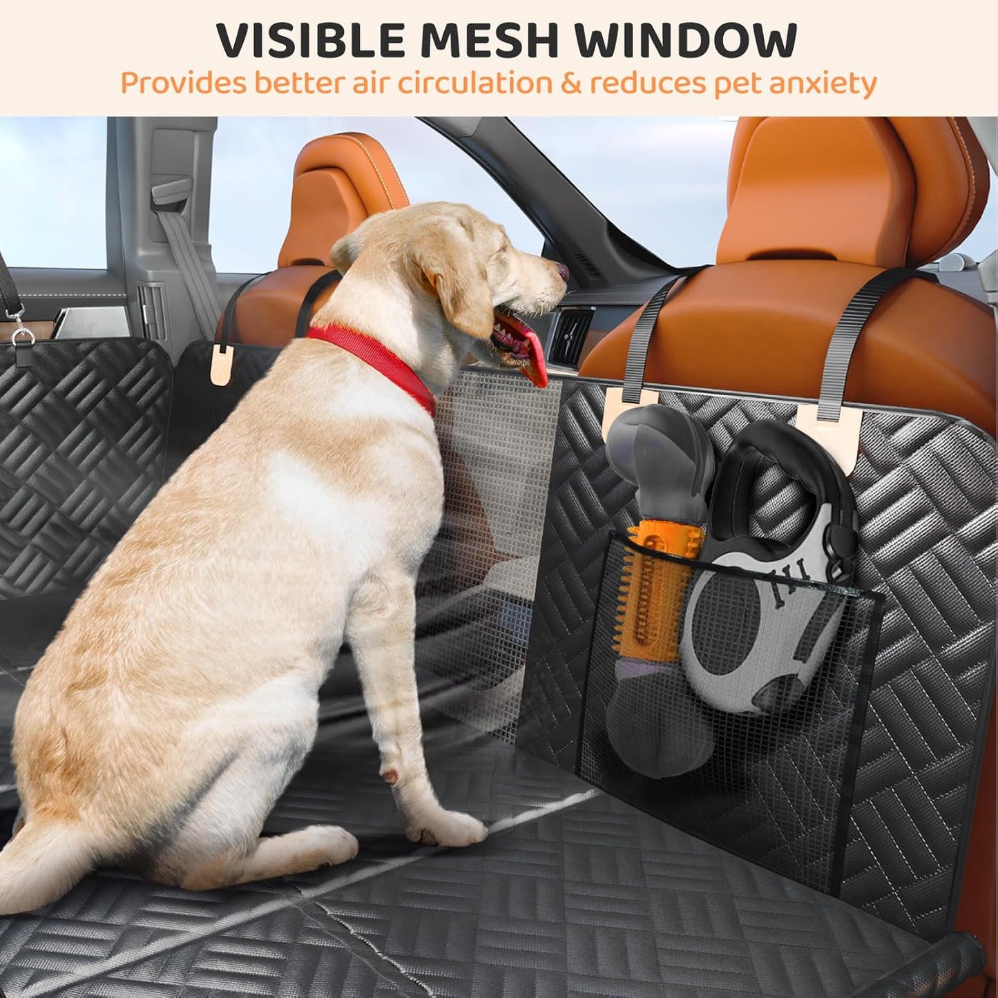 PROZAR Dog Car Seat Cover for Back Seat, Hard Bottom Back Seat Extender for Dogs