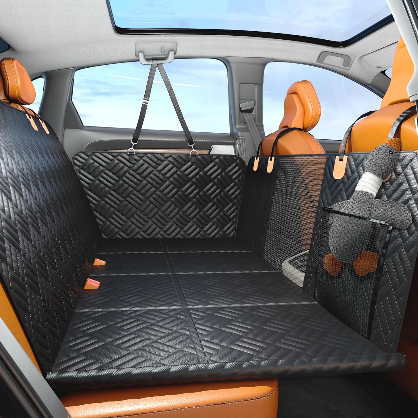PROZAR Dog Car Seat Cover for Back Seat, Hard Bottom Back Seat Extender for Dogs
